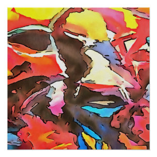 Awkward Cow Abstract Black Outline Art Poster