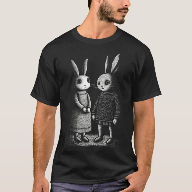 Awkward Creepy Bunny Rabbits Silently Judge You T-Shirt (Front)