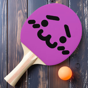 Awkward Cute Face Purple Ping Pong Paddle