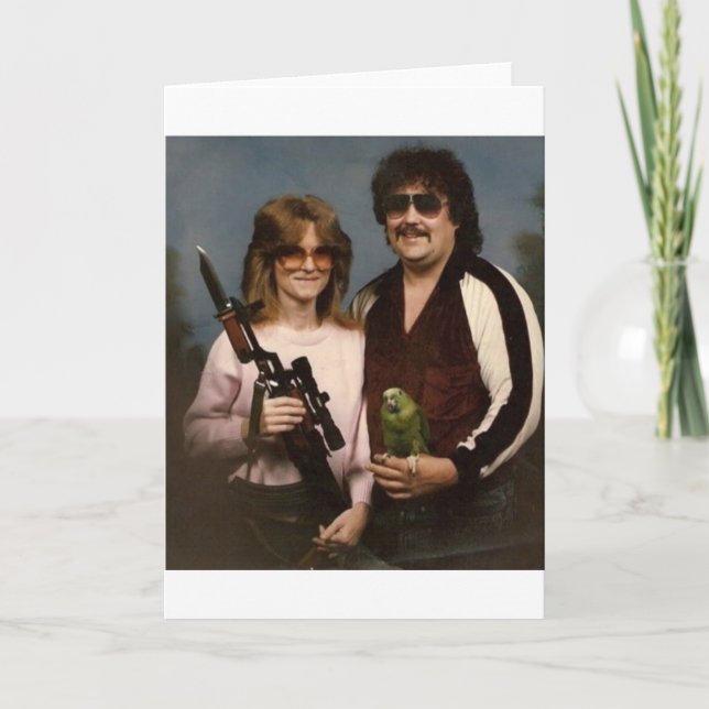 Awkward Family Photos - Couple with parrot! Card (Front)