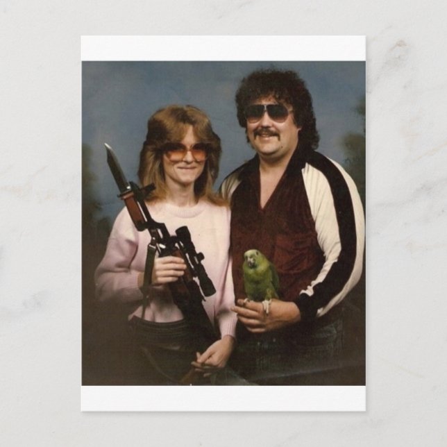 Awkward Family Photos - Couple with parrot! Postcard (Front)