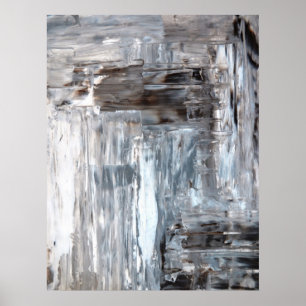 'Awkward' Grey and Brown Abstract Art Poster Print