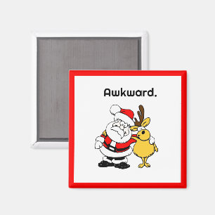 Awkward Santa Selfie, Funny Holiday Cartoon Magnet