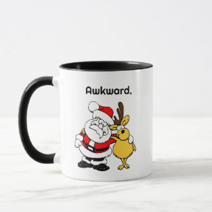 Awkward Santa Selfie, Funny Holiday Cartoon Mug