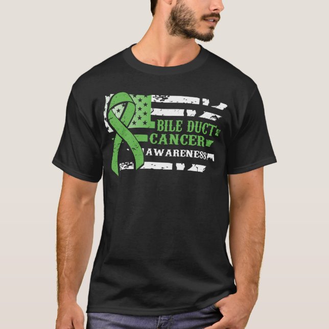 Awkward Style USA Flag Bile Duct Cancer Awareness T-Shirt (Front)