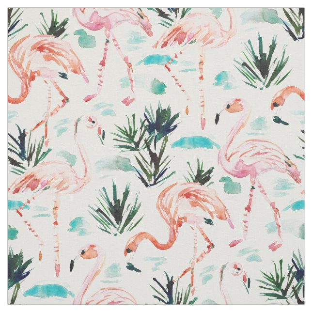 AWKWARRRD Watercolor Pink Flamingos Fabric (Swatch)