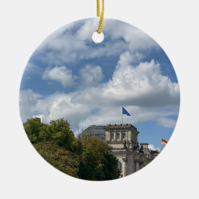 aWorld2Celebrate: Green Berlin Ceramic Tree Decoration (Front)