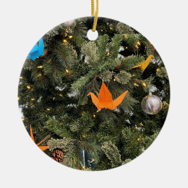 aWorld2Celebrate: Peaceful Holidays! Ceramic Tree Decoration (Front)