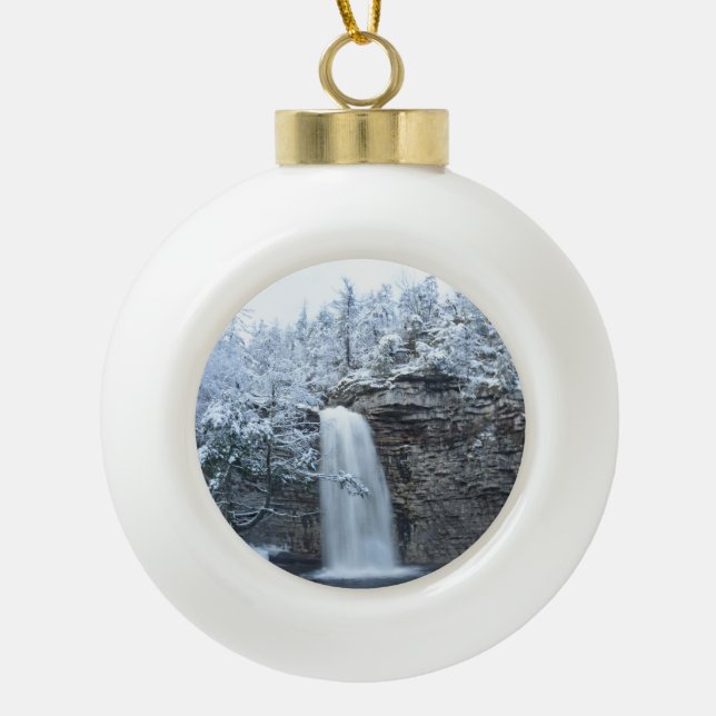 Awosting Falls Ceramic Ball Christmas Ornament (Front)