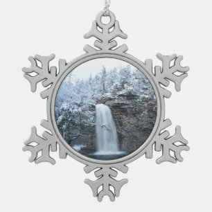 Awosting Falls Snowflake Pewter Christmas Ornament