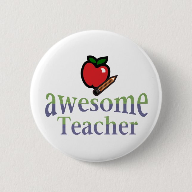 awsome Teacher 6 Cm Round Badge (Front)