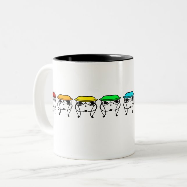 Awty Rainbow Perching Two-Tone Coffee Mug (Front Left)