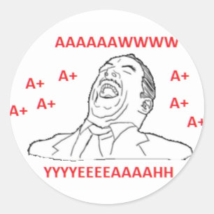AWW YEAH A+ CLASSIC ROUND STICKER