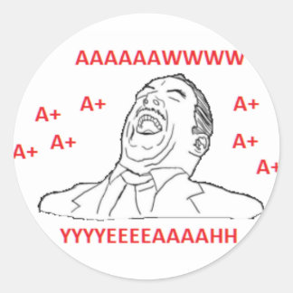AWW YEAH A+ CLASSIC ROUND STICKER
