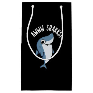 Awww Sharks Funny Animal Pun Dark BG Small Gift Bag