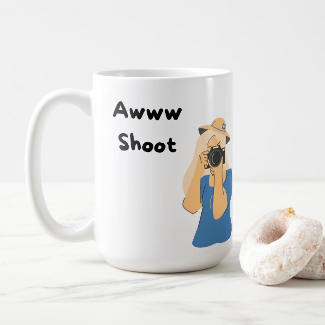 Awww Shoot with a Photographer on a  Coffee Mug (With Donut)