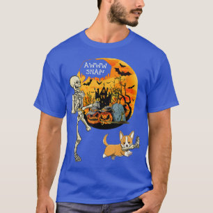 Awww Snap Halloween Corgi Dog Bring Broken Leg Of T-Shirt