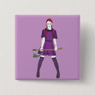 Axe Girl 15 Cm Square Badge