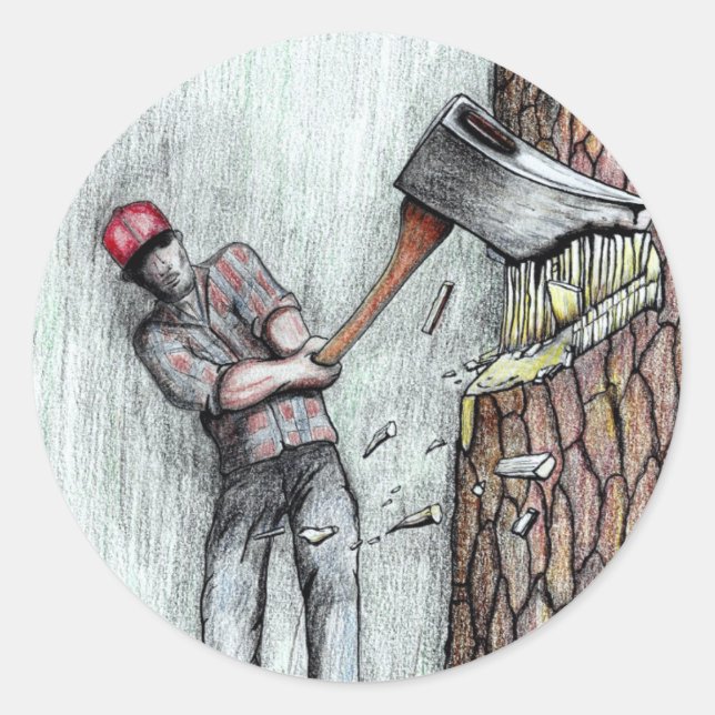 Axe Man no chainsaw Classic Round Sticker (Front)