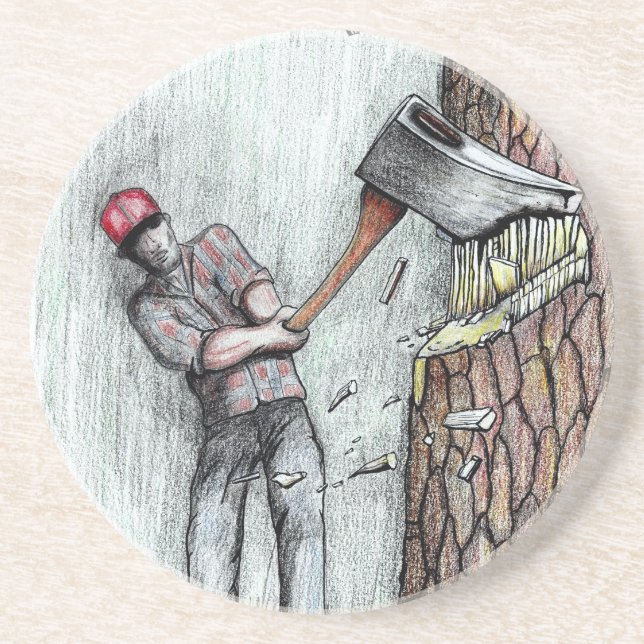 Axe Man no chainsaw Coaster (Front)