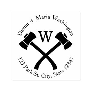 Axe Monogram Address Self-inking Stamp