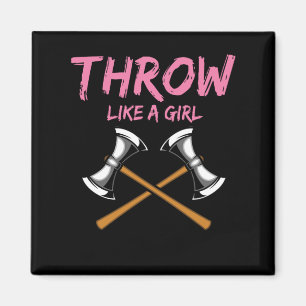 Axe Thrower Girl Woodworking Axe Throwing Magnet