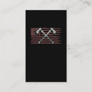 Axe Throwing American Flag USA Woodworking Business Card