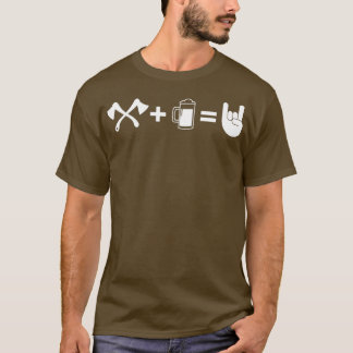 Axe Throwing Axe Beer Rock N Roll Fun Hatchet Toss T-Shirt