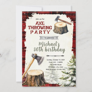 Axe Throwing Birthday Party Invitation