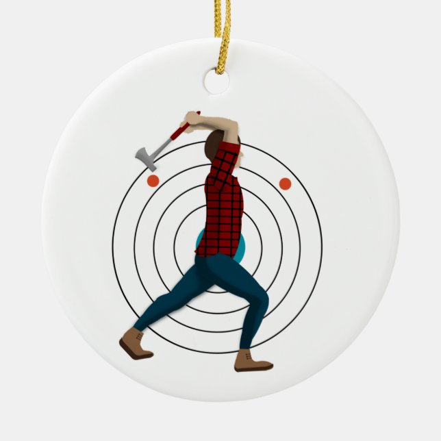 Axe Throwing Ceramic Tree Decoration (Front)