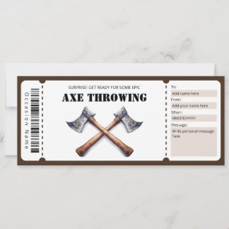 Axe Throwing Gift Certificate Invitation