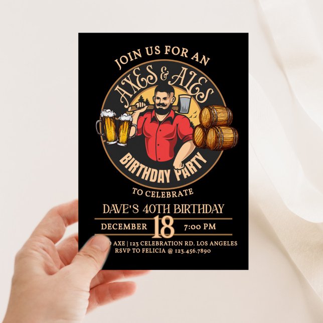 Axe Throwing, Man Party, Axes and Ales, Bad Axe Invitation (Creator Uploaded)