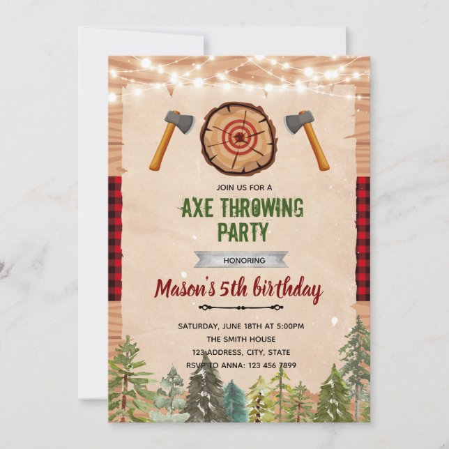 Axe throwing party invitation (Front)