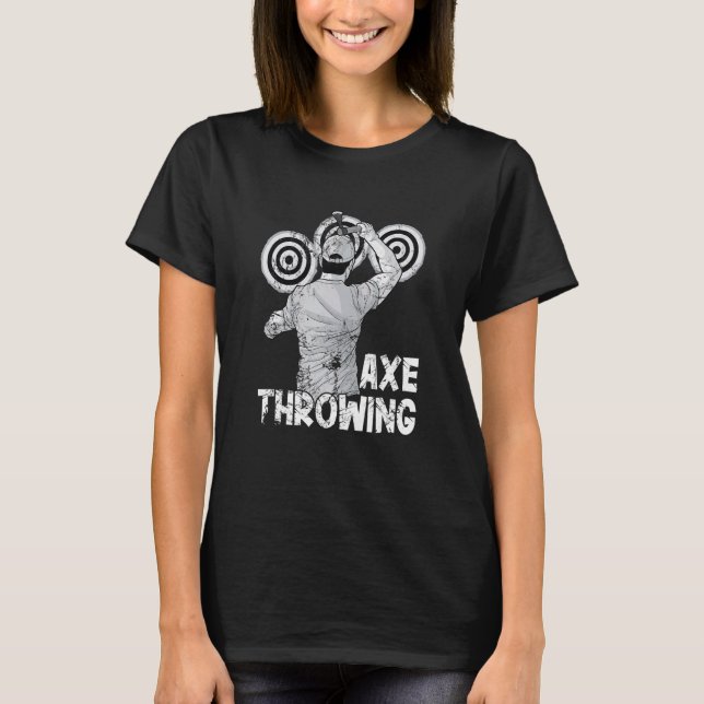 Axe throwing set with target board for men T-Shirt (Front)