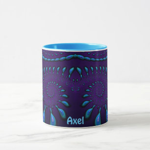 AXEL ~ GLOSSY 3D Zany Blue Fractal ~ Mug