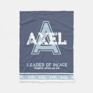Axel name meaning sports monogram blue white fleece blanket