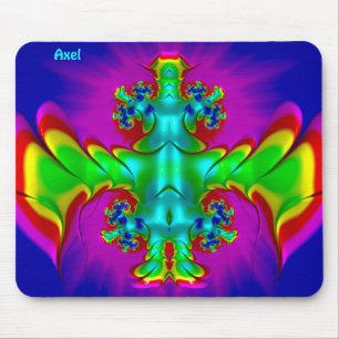 AXEL ~ Zany Hot Red, Green, Blue and Yellow ~  Mouse Mat