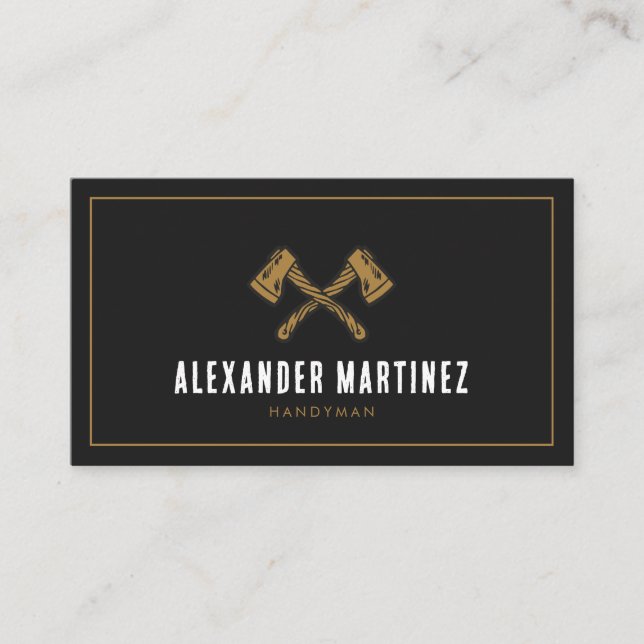 Axes Handyman Woodworker Lumberjack Carpenter Business Card (Front)