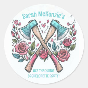 Axes & Roses - Axe Throwing Bachelorette Party Classic Round Sticker