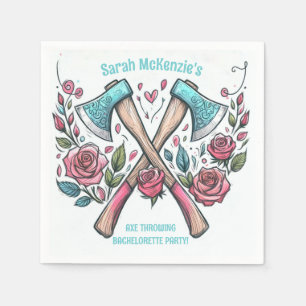 Axes & Roses - Axe Throwing Bachelorette Party Napkin