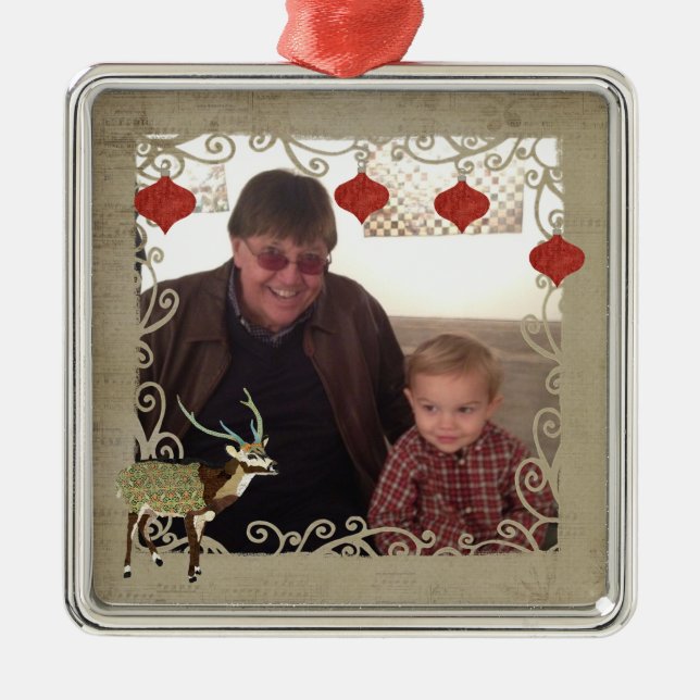 Axis Deer Christmas Photo Ornament (Front)
