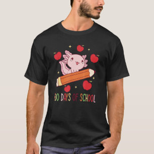 Axolotl 100 Days Of Scool With Pencil Walking Fish T-Shirt