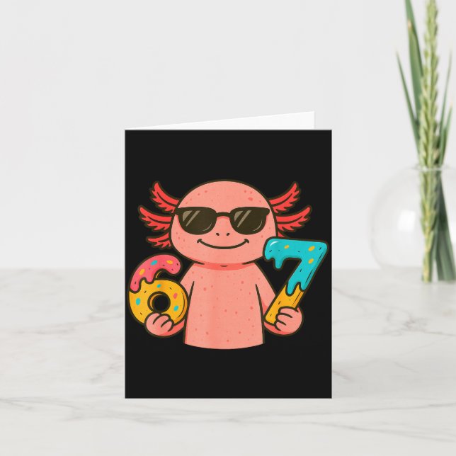 Axolotl 67 Meme Six Seven Funny Ice Cream Drip  Card (Front)