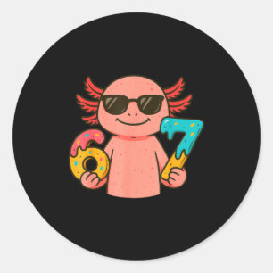 Axolotl 67 Meme Six Seven Funny Ice Cream Drip  Classic Round Sticker