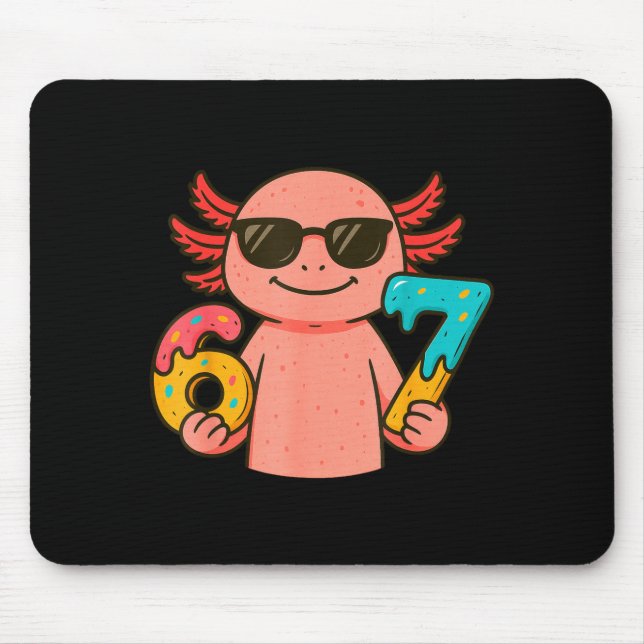 Axolotl 67 Meme Six Seven Funny Ice Cream Drip  Mouse Mat (Front)