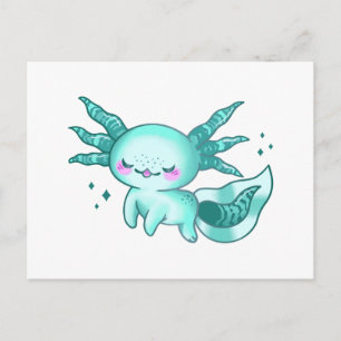 Axolotl Adorable Cute Cartoon Like Postcard