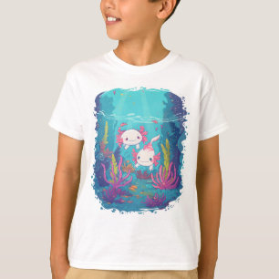 Axolotl Adventures Cute Cartoon Animal T-shirt