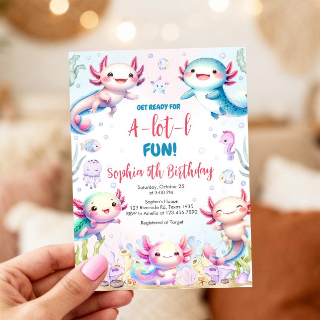 Axolotl Alotl Fun Birthday Party Invitation (Creator Uploaded)