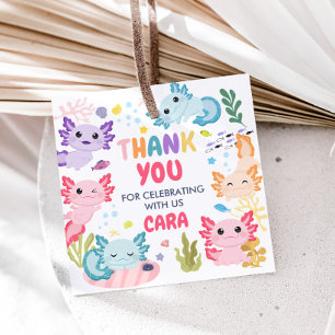 Axolotl Alotl Fun Birthday Party Square Favour Tags