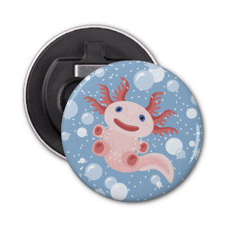 Axolotl and the Bubbles Bold Vector Design Bottle Opener